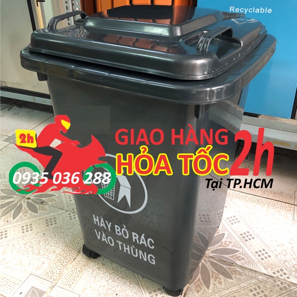 THÙNG RÁC 60 LÍT BÁNH XE - MÀU ĐEN