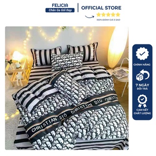 Bộ Ga Gối Poly Cotton Felicia Combo 5 Món Mẫu Dior m2/m6/m8/2m2, 1 Ga Giường + 2 Gối + 1 Ga + 1 Vỏ Ôm + 1 Chăn