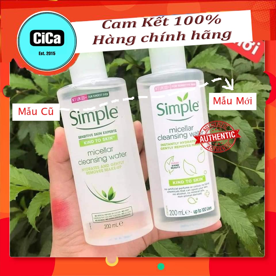 [CiCa Cosmetic] Nước Tẩy Trang Simple Micellar Cleansing Water 200ml