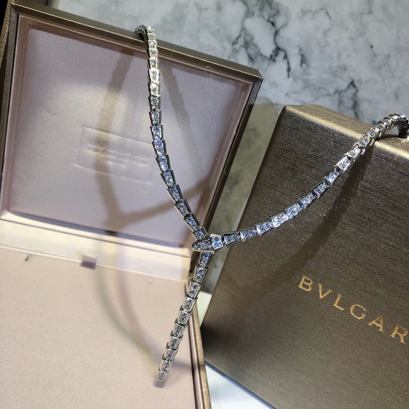 S925 Sterling Silver Fashion Full Diamond Snake Bone Necklace Bracelet Ring