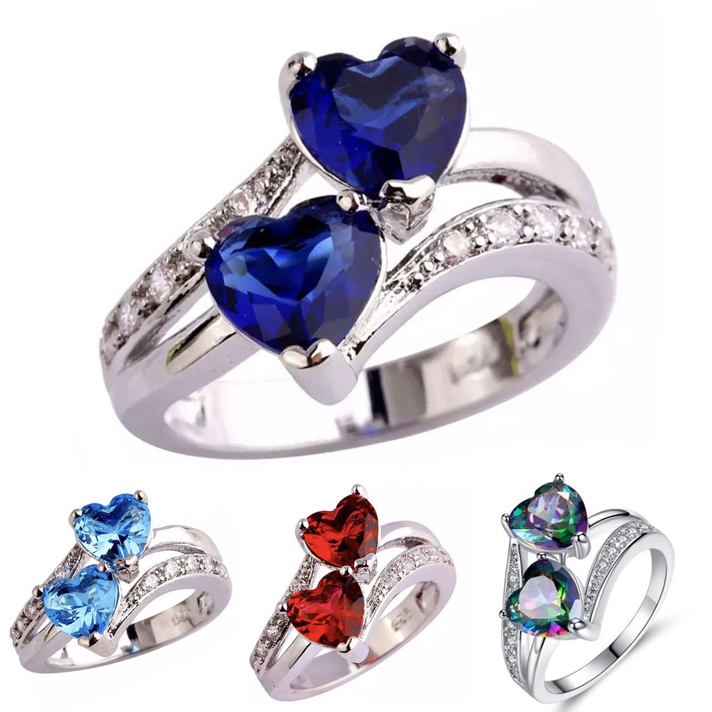 Nhẫn Hợp Kim Đính Đá Họa Tiết Trái Tim Thời Trang Cho Nữ