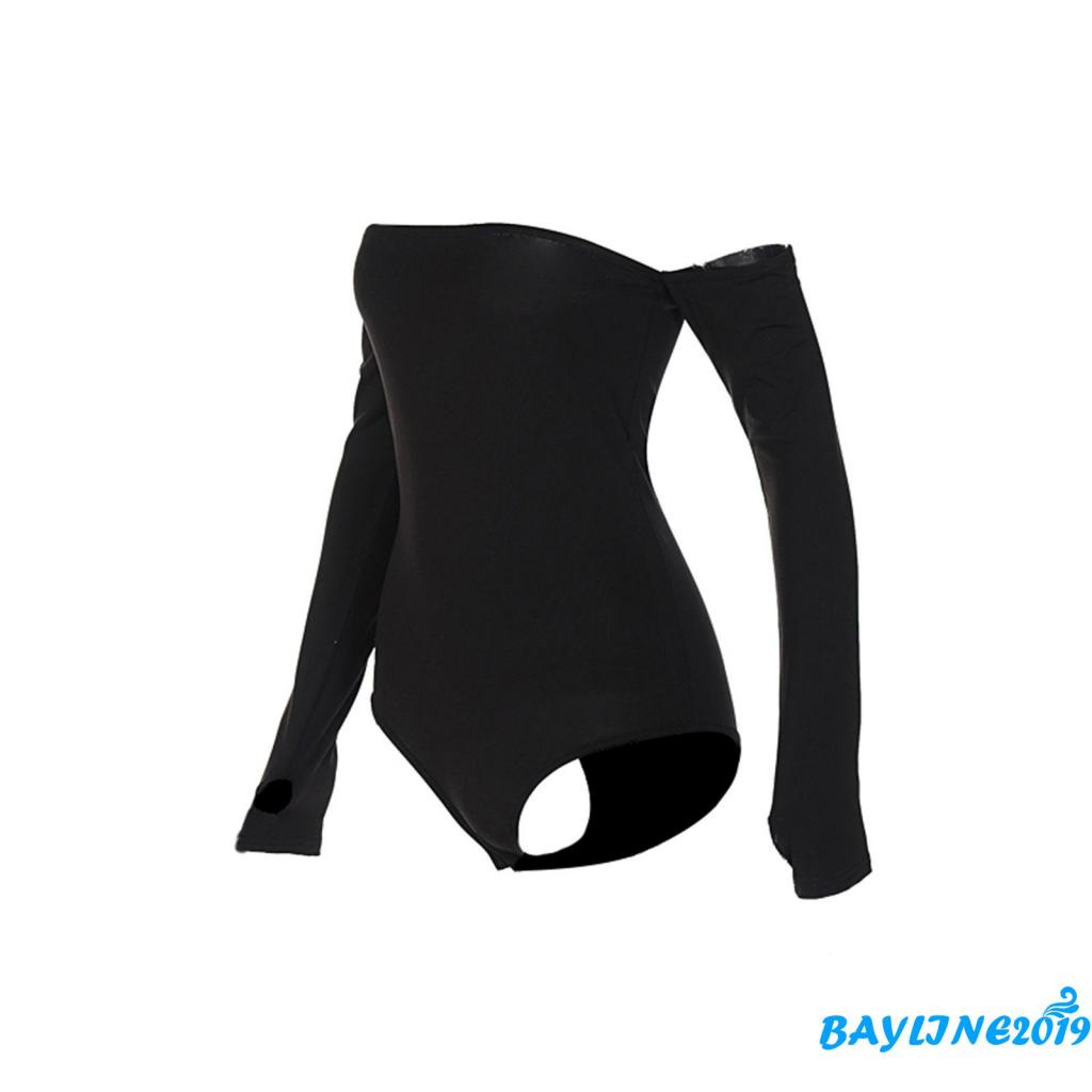 Áo Liền Quần Tay Dài Trễ Vai Màu Sắc Đơn Giản Dành Cho Nữ