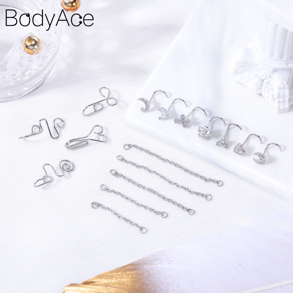 Set 10-16 Khuyên Mũi Bằng Thép Không Gỉ Cá Tính