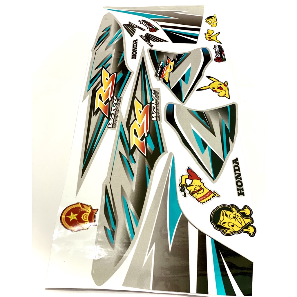 Tem rời Wave Alpha Mẫu RS Xanh Lục Bảo. Dán cho Wave 50cc-100cc-110cc Tem 3 Lớp