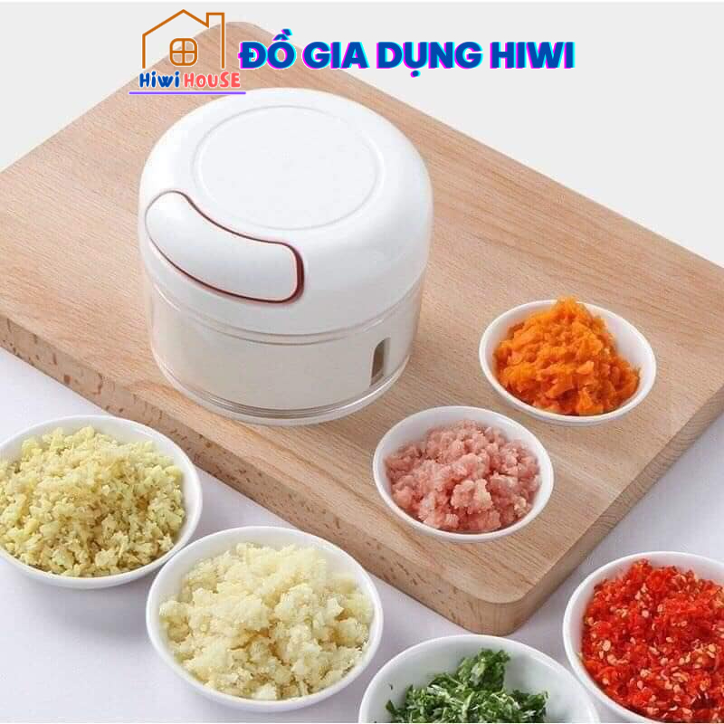 Dụng cụ xay tỏi ớt cầm tay đa năng thế hệ mới, may tỏi ớt kéo tay mẫu mới, máy xay tỏi Mini Food Chopper