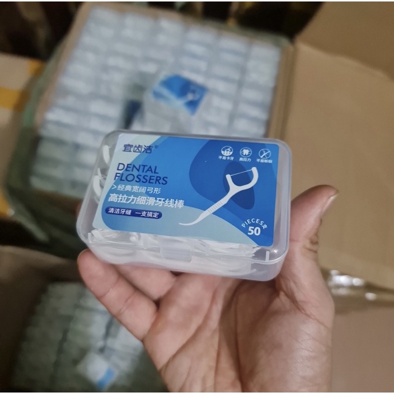 Chỉ nha khoa bảo vệ răng miệng chống sâu răng, tăm chỉ nha khoa hộp 50 chiếc