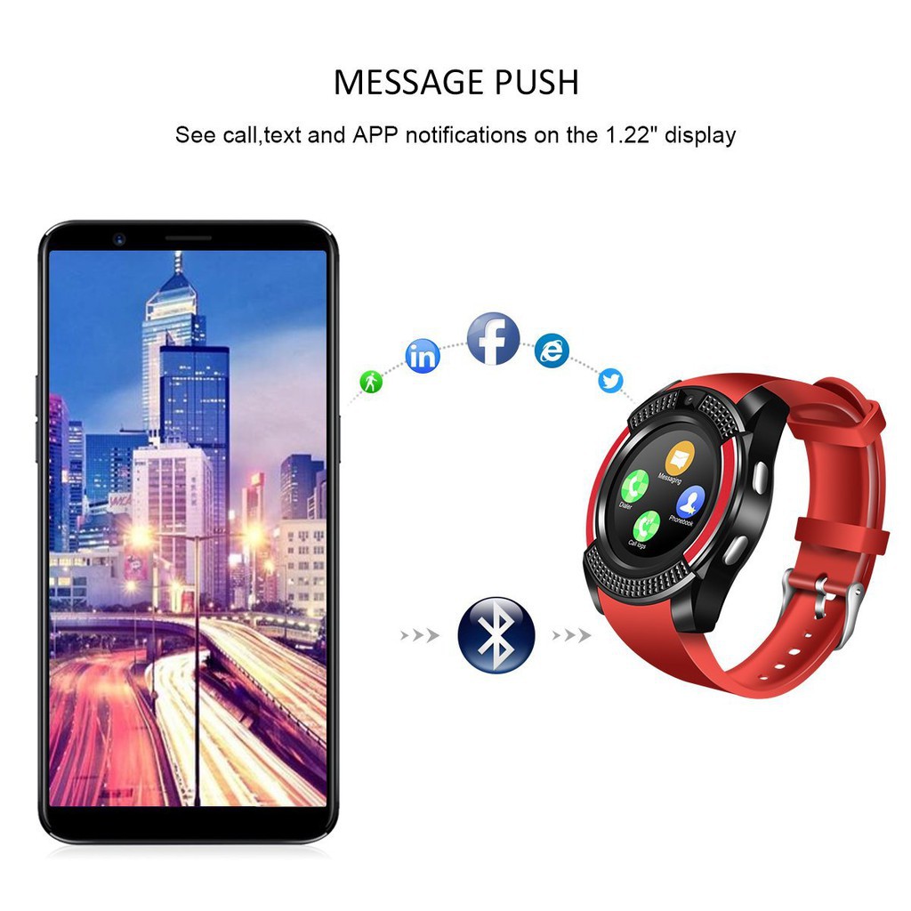 Đồng Hồ Thông Minh V8 Kết Nối Bluetooth Có Camera / Khe Thẻ Sim Cho Điện Thoại Android Dz09