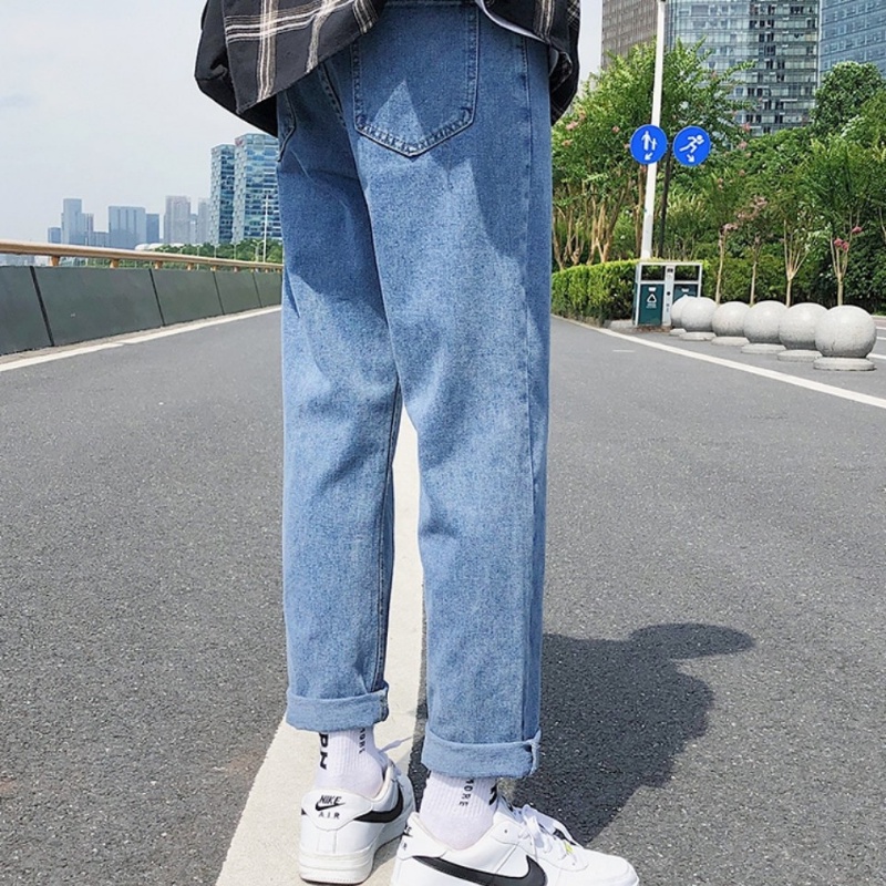 Quần Baggy Jean nam xanh TR02, suông rộng hottrend 2021-Trend Clothing!