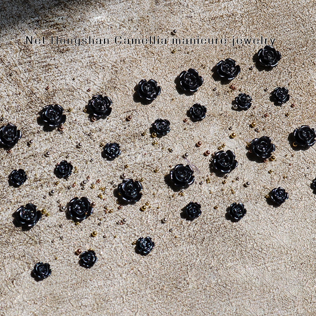 Túi 50 Bông Hoa Trà Đen Nhẹ Ba Chiều Tinh Tế Trang Trí Móng Tay Cho Nữ