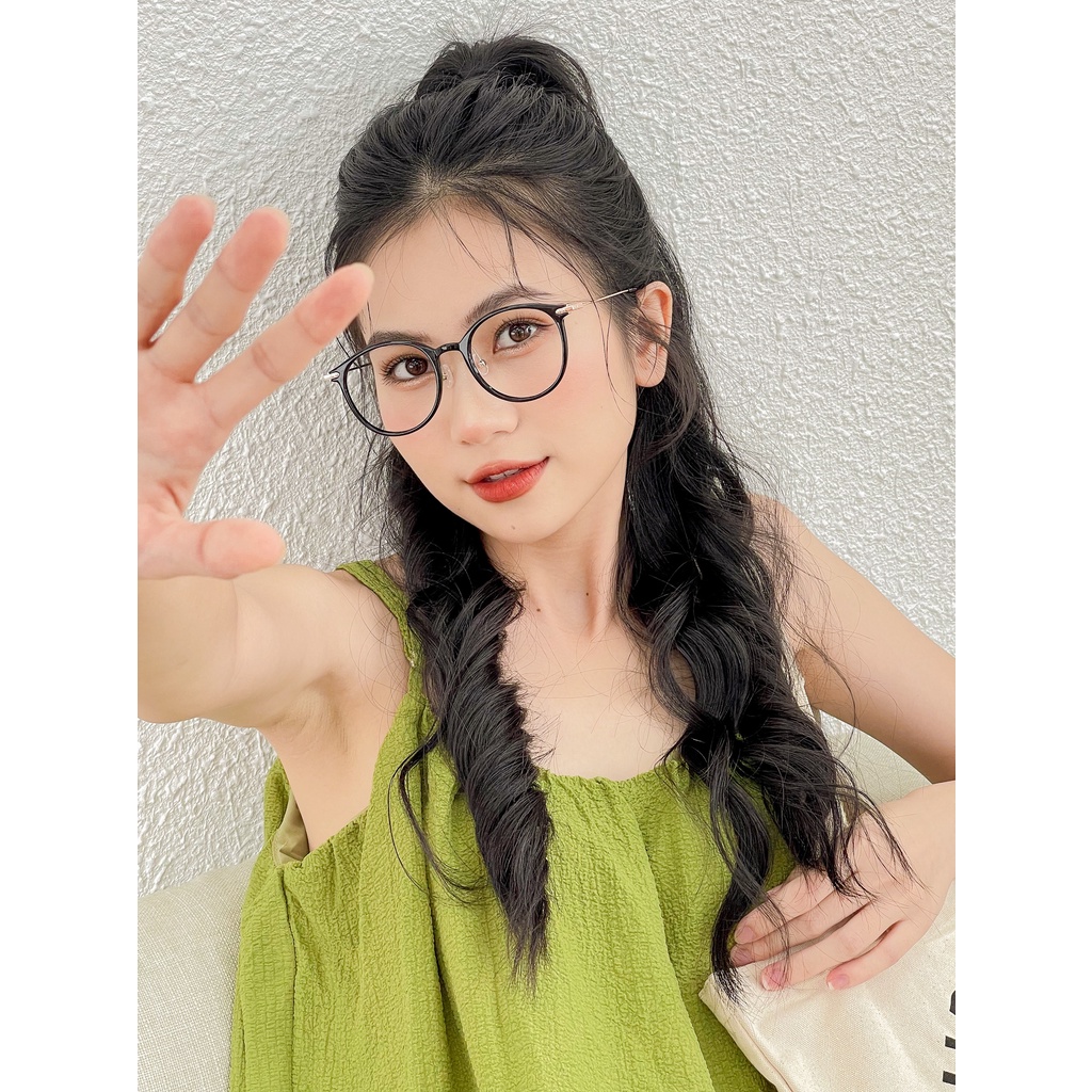 Gọng kính cận tròn nam nữ LILYEYEWEAR tròng chống áng sáng xanh bảo vệ mắt 01248