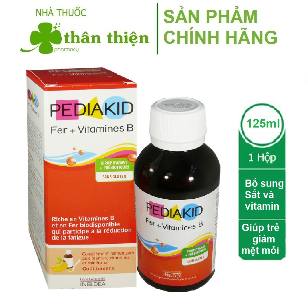 Pediakid Fer + Vitamines B – Bổ sung vitamin, khoáng chất giúp hấp thu sắt, giảm mệt mỏi cho trẻ 125ml