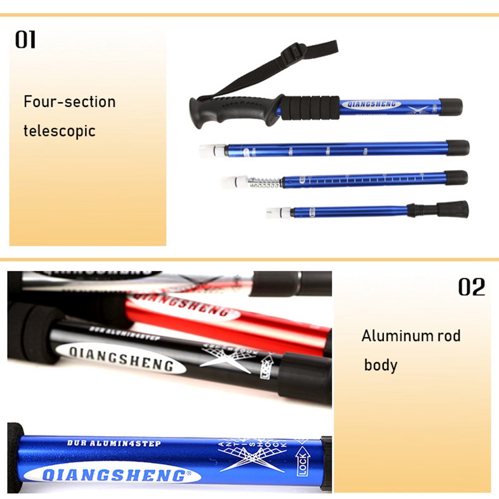 Gậy Leo Núi Chống Sốc Siêu Nhẹ Bằng Cao Su Siêu Nhẹ 4 Màu 53~110cm Cao Cấp