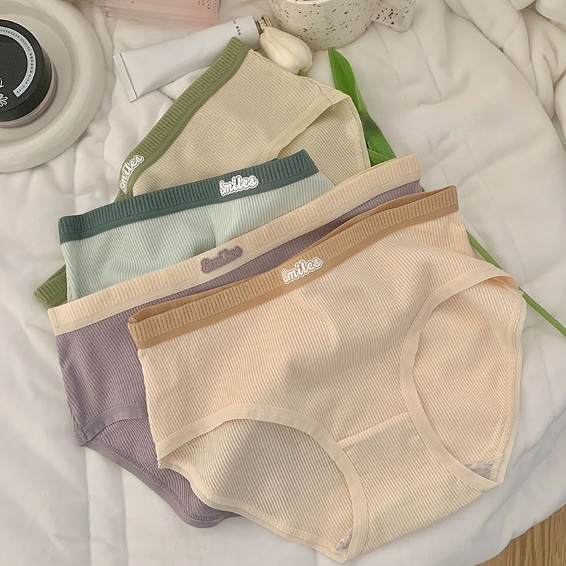 Quần Lót Cotton Lưng Vừa Co Giãn Thoáng Khí Dành Cho Nữ