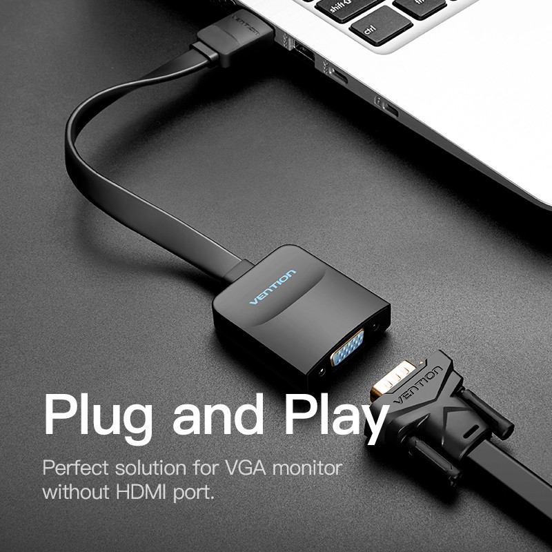 Cáp chuyển đổi HDMI sang VGA dẹt có audio hàng chính hãng Vention ACKWB