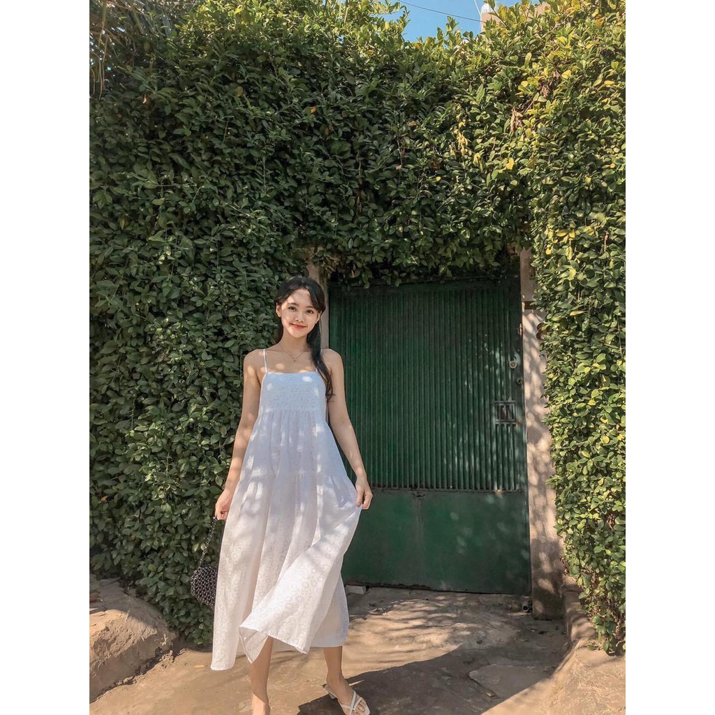 [Mã SKAMA06 giảm 8% tối đa 50K đơn 250K] ĐẦM MIDI 2 DÂY BABYDOLL HOA NỔI | BigBuy360 - bigbuy360.vn