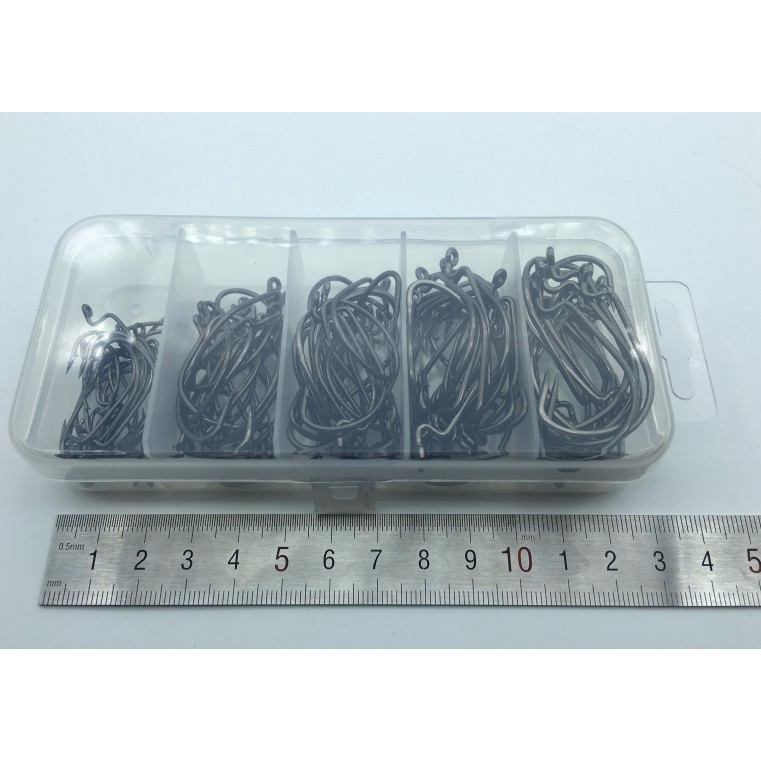 Hộp 100 / Hộp 100 Chiếc Nhiều Kích Cỡ #2-3/0# Móc Câu Cá Bằng Thép Carbon Mềm Chất Lượng Cao