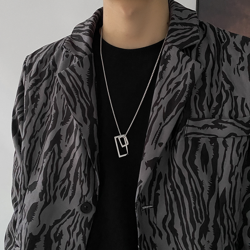 Vòng cổ thép titan mặt vuông phong cách hip hop cá tính chất lượng cao