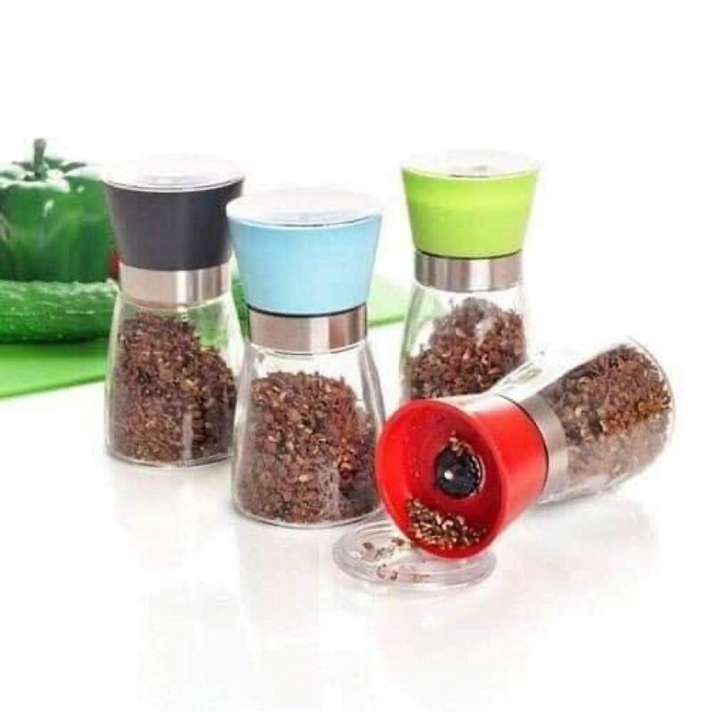 [ NẮP NHỰA ] Dụng Cụ Xay Tiêu Thủy Tinh Cầm Tay Tiện Dụng Nắp Nhựa
