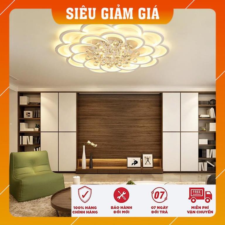 Đèn Ốp Trần - Đèn LED Ốp Trần -  Đèn Mâm Ốp hình hoa pha lê 20 cánh K37 3 chế độ ánh sáng - Có điều khiển Từ X