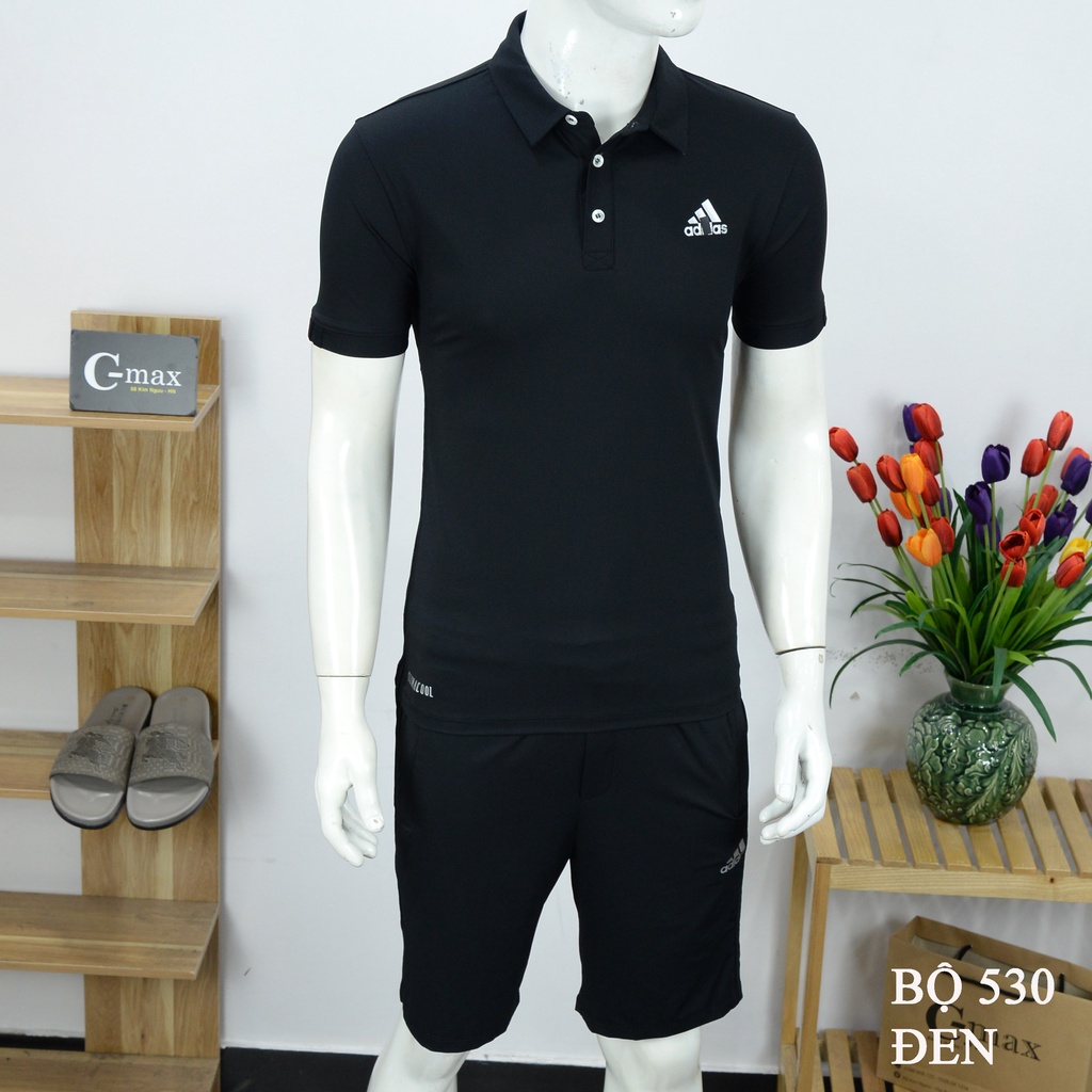 Bộ thể thao nam adidas cao cấp mùa hè cộc tay chất thun lạnh mã 530 , bộ đồ tập