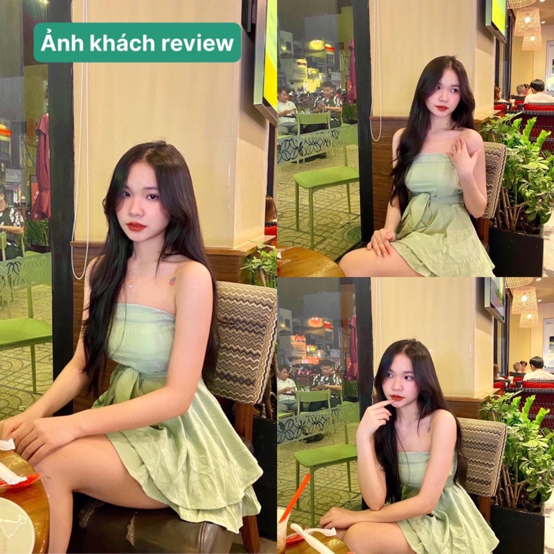 (Sẵn đen) JUMPSUIT cúp ngực cột nơ mút ngực (đặt trước giá tốt)