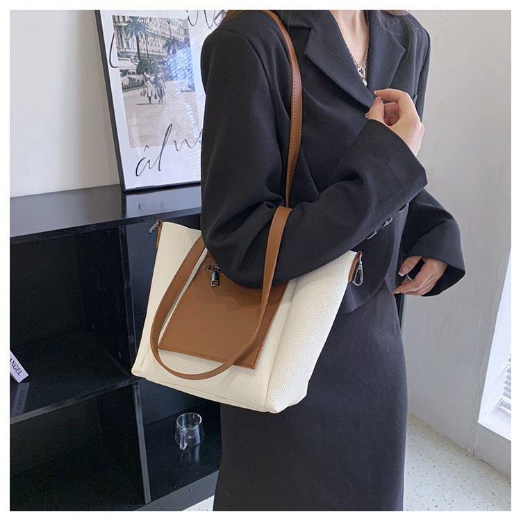 Túi Xách Đeo Vai Sức Chứa Lớn Màu Sắc Tương Phản Phong Cách retro Cao Cấp