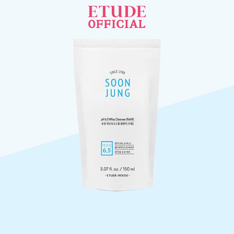 Sữa Rửa Mặt Etude PH 6.5 Làm Sạch Da Hiệu Quả SoonJung pH 6.5 Whip Cleanser Refill 150ml