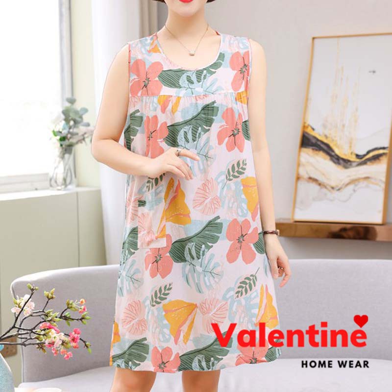 Váy ngủ ba lỗ nữ họa tiết nhiệt đới chất vải cotton lanh thoáng mát nhiều màu mã VAV0177 | BigBuy360 - bigbuy360.vn