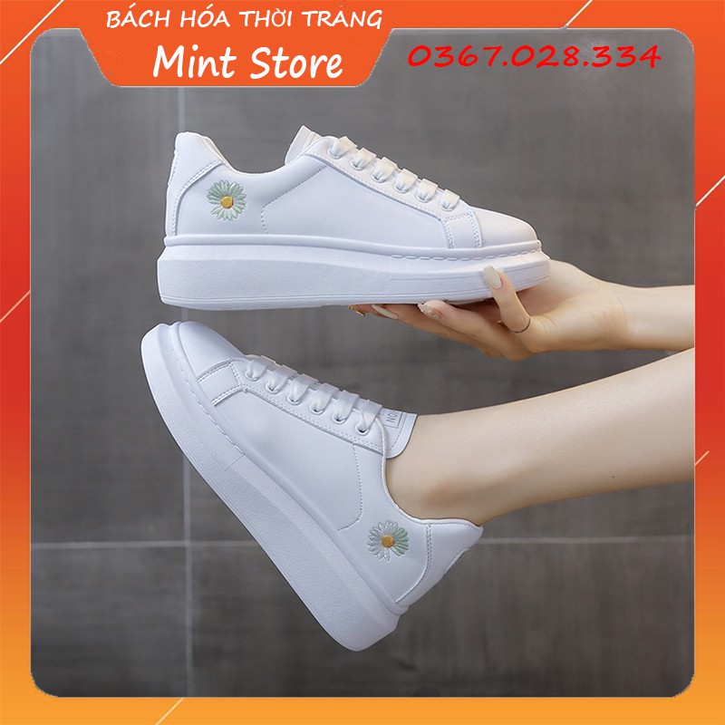 GIÀY SNEAKER NỮ TRẮNG GÓT HOA CÚC ĐỘN ĐẾ 3 PHÂN PHỐI DA PU CỰC ĐẸP (KÈM ẢNH THẬT) G 74 | BigBuy360 - bigbuy360.vn