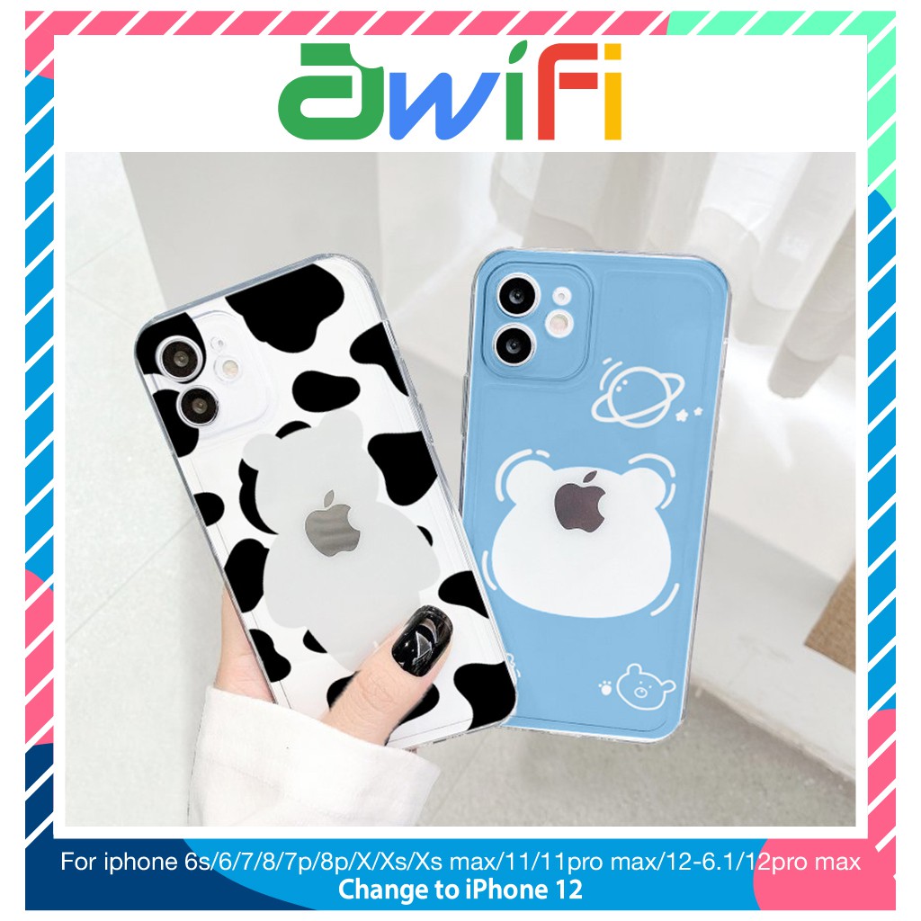 Ốp lưng iphone trong cạnh vuông BVC gấu 6plus/6s/6splus/7/7plus/8/8plus/x/xr/xs/11/12/pro/max/plus/promax-Awifi A3-15 | BigBuy360 - bigbuy360.vn