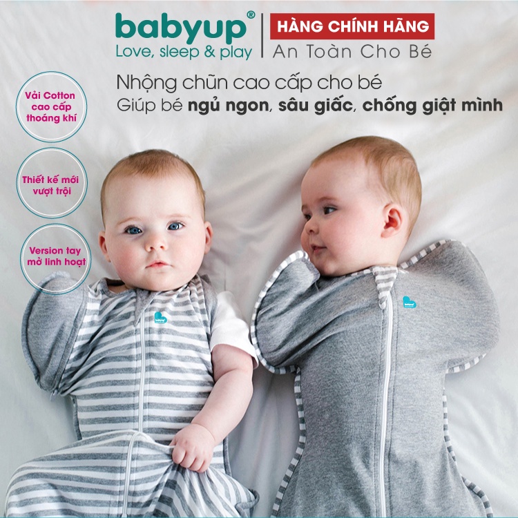 Nhộng chũn cho bé cao cấp Babyup. Giúp bé ngủ ngon, sâu giấc, chống giật mình - Nhộng ngủ Vải cotton co giãn 4 chiều