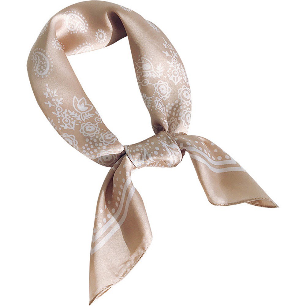 Khăn Choàng Cổ Bằng Lụa Satin In Họa Tiết Hoa 70cm Nhiều Màu Thanh Lịch Mới Cho Nữ