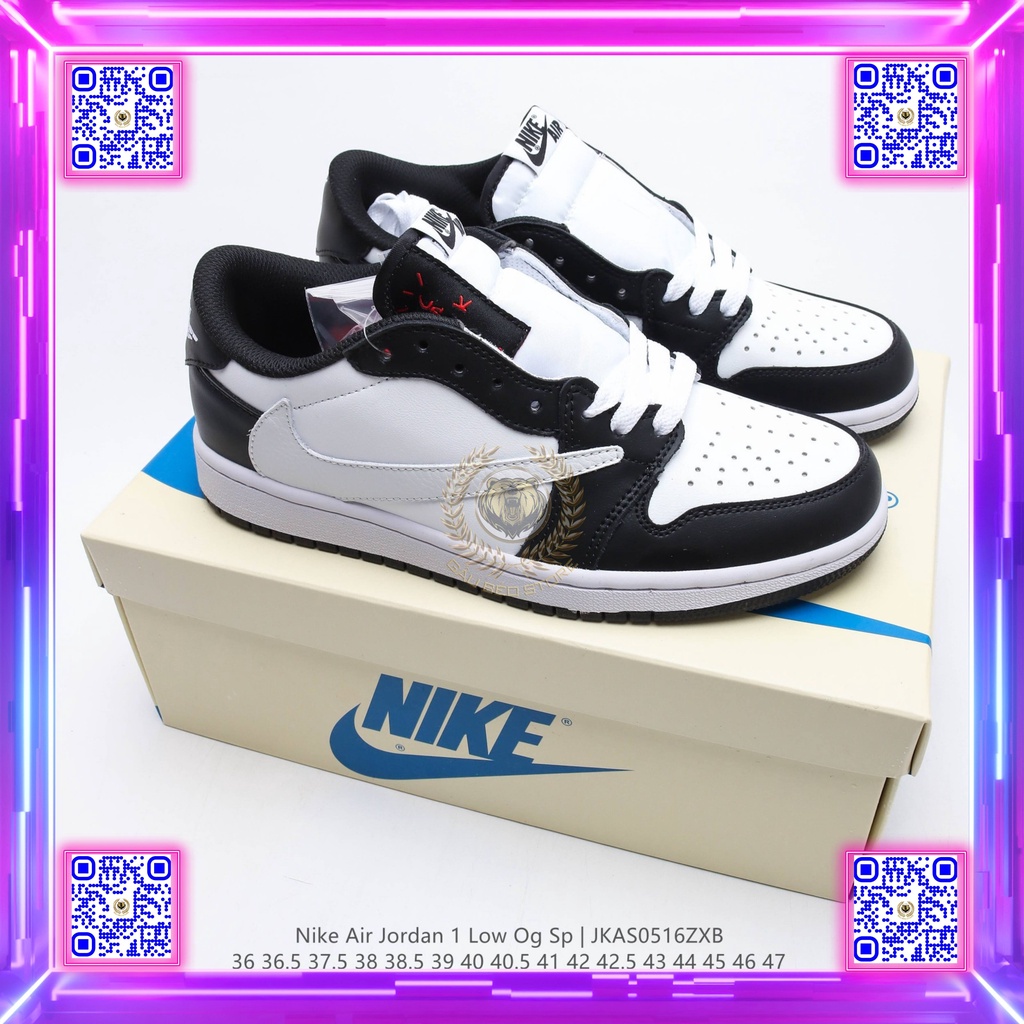 DM9868-128 Nhận Order Hỗ Trợ Free Ship Giày Best Quality Sneaker ***Travis Scott x Nike Air Jordan 1 Low OG SP"White/Blu