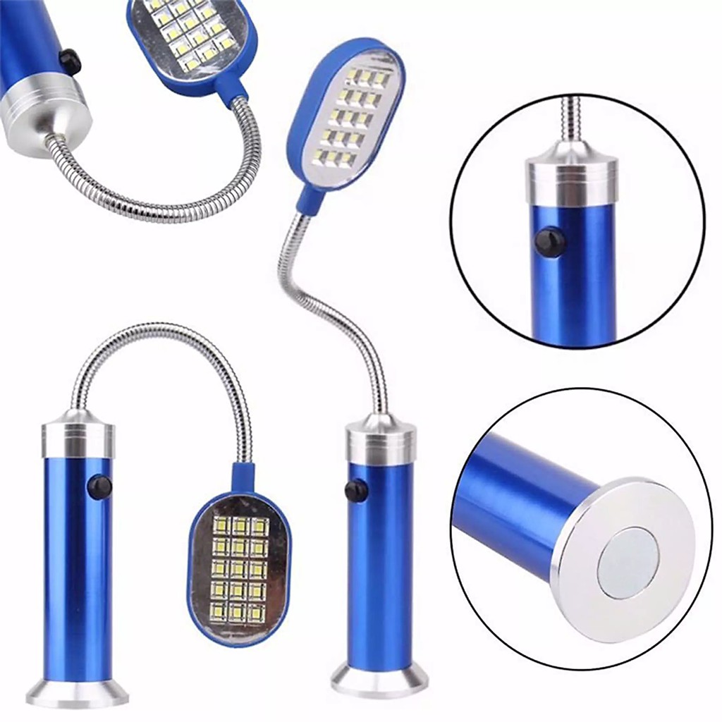 Đèn 15 bóng led đứng siêu sáng hút hít nam châm dẻo uốn cong gắn tường để bàn học đọc sách làm việc dùng pin AAA /18650