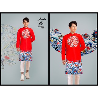 Áo Dài Gấm Cách Tân Nam Truyền Thống Tết 2021, Form Suông, Tôn Dáng