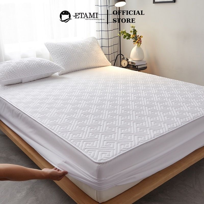 Ga trải giường trần bông cao cấp drap giường ETAMI cotton 100% hàn quốc màu trắng gạo