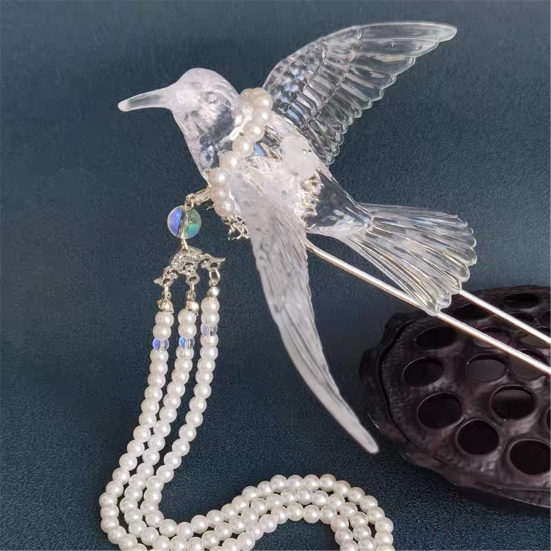 Trâm Cài Tóc Bằng Acrylic Đính Đá Xinh Xắn Dành Cho Cô Dâu