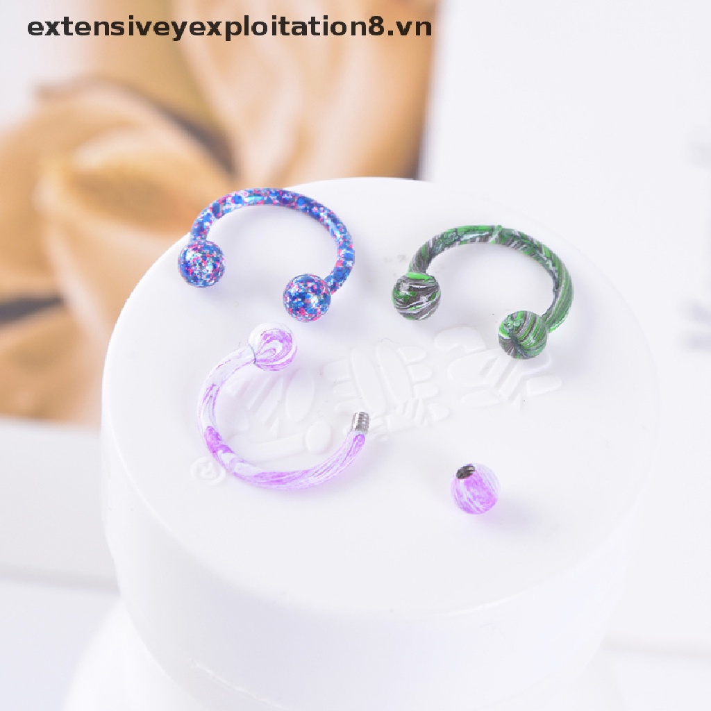 Set 8 Khuyên Mũi Tròn Hình Ngựa Bằng Thép Không Gỉ