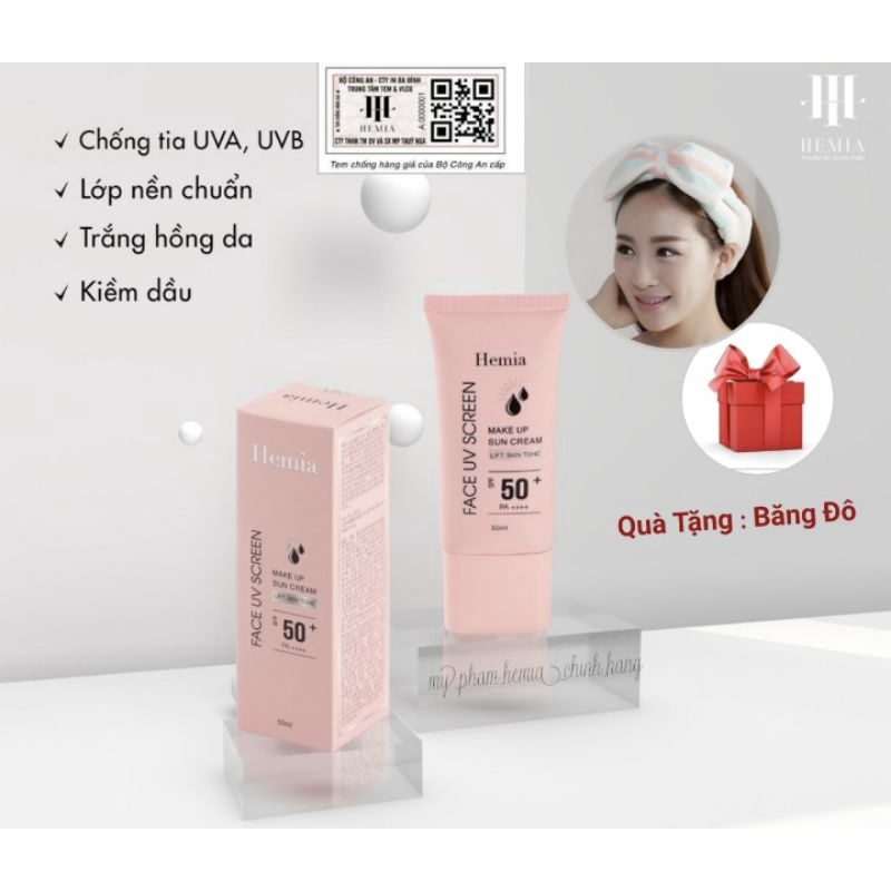 Kem chống nắng Hemia ( Hemia Hàn Quốc) dưỡng trắng make up bảo vệ da, chống lão hóa- | BigBuy360 - bigbuy360.vn