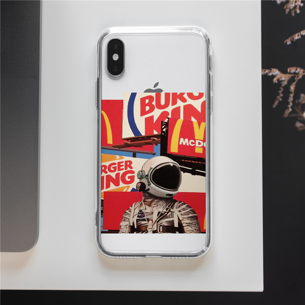 Samsung CASE Galaxy note 20 plus Galaxy note 20 Ultra Galaxy note 20 Galaxy note 9 8 Galaxy note 10lite 10 plus Galaxy note 10 5 4 3 NASA spaceman space astronaut cartoon McDonald Casing Phone Case Transparent Soft TPU Cover