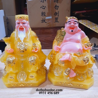 Tượng Thần Tài Thổ Địa bằng đá cao cấp nhập khẩu màu vàng cao 26cm