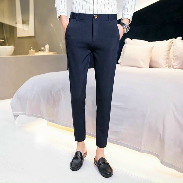 Quần tây âu nam cao cấp vải lụa cotton dáng ôm co giãn không nhăn thời trang công sở cao cấp-black fashion shop-qtn3