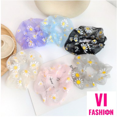 [Mã 151FASHIONSALE1 giảm 10K đơn 50K]Buộc Tóc Vải Scrunchies Hoa Cúc