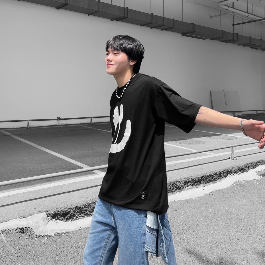 Áo phông oversize Smile Tee, JACKLANE, Áo cộc tay Unisex Jack Lane