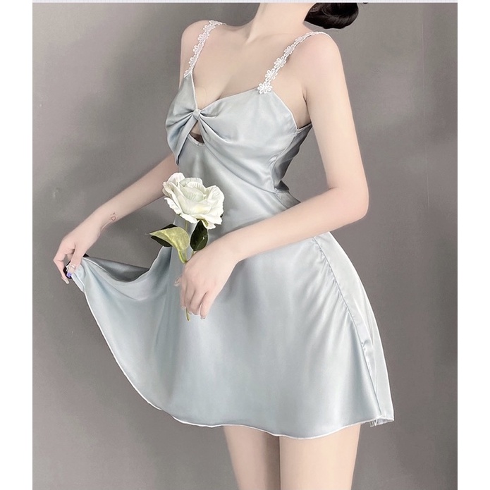 LL2556 - &lt;Đen/Hồng/Xanh&gt; Váy Ngủ Baby Thắt Nơ Gợi Cảm Cho Nữ