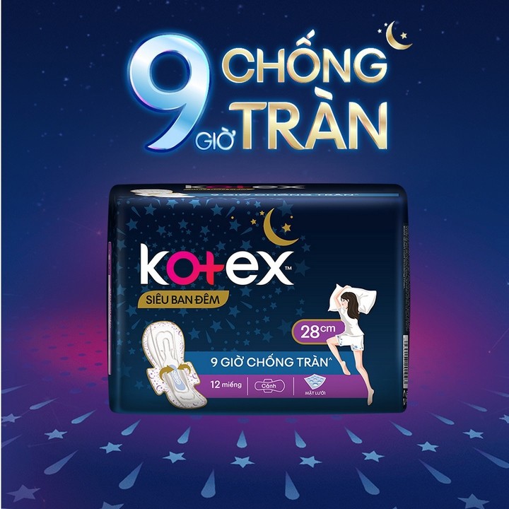 Băng vệ sinh Kotex siêu ban đêm cánh 28cm (Đêm)