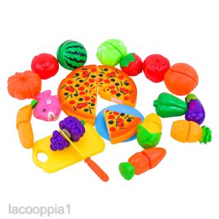 24x Fruits Vegetables Pizza Slices Set Kids Kitchen Role Play Fun Toy