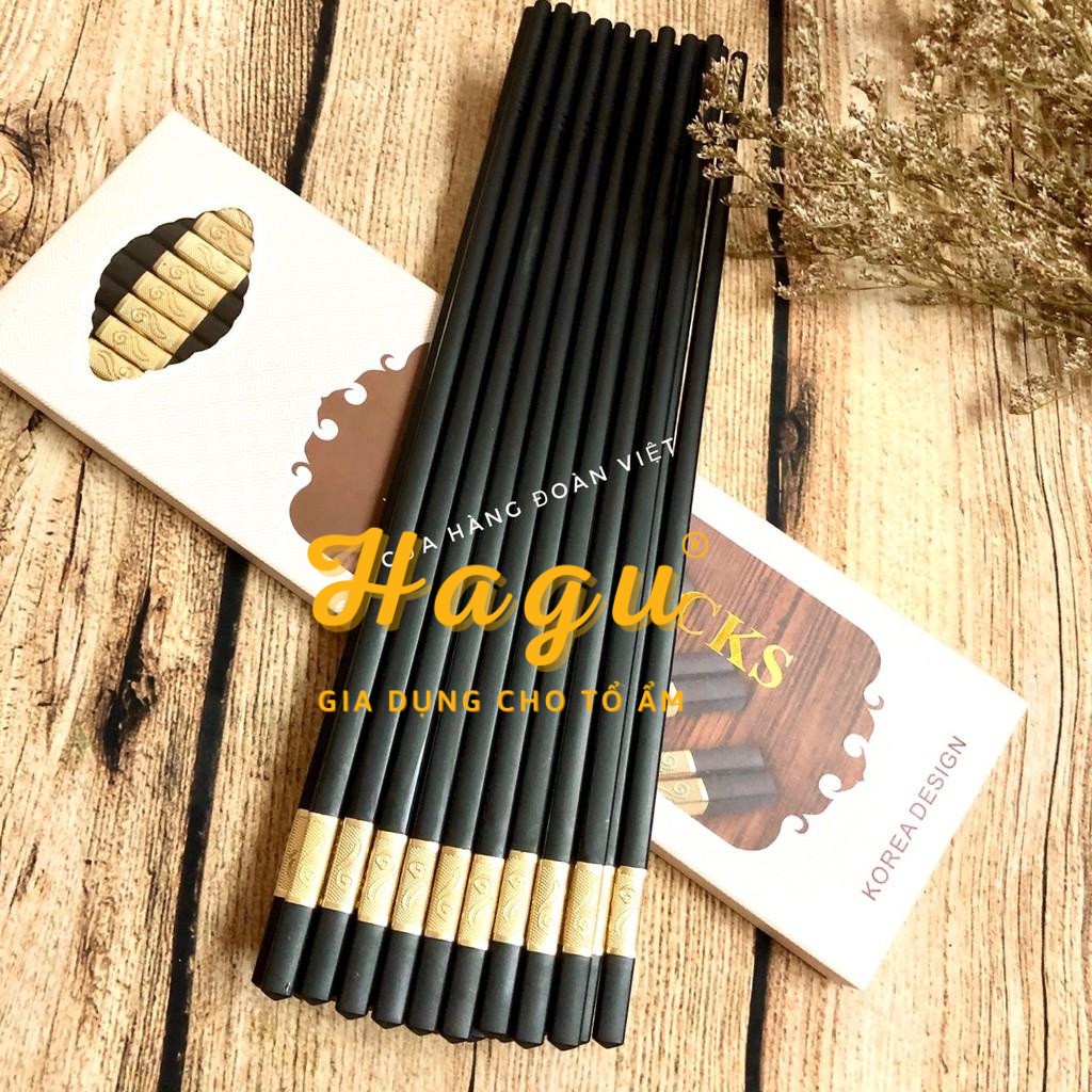 Đũa ăn mạ vàng nhật bản hàn quốc cao cấp- chất liệu hợp kim chịu nhiệt, chống nấm mốc, chống trơn trượt kho sỉ MB D07