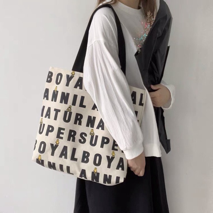 Túi vải canvas cao cấp Upersuper Boyal khổ vuông cá tính unisex