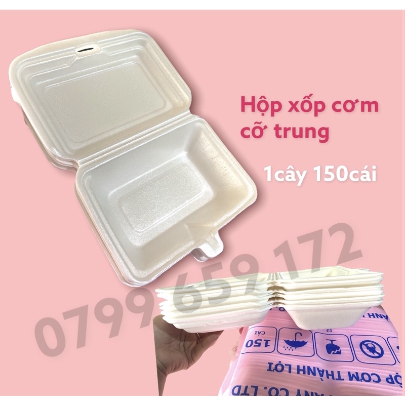 Hộp xốp đựng cơm cỡ trung 150c